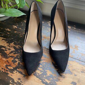 Size 9 Saks Fifth Avenue Pointed Toe Black Suede Stilettos